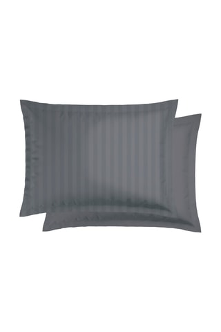 2 fundas de almohada de satén de algodón 120 hilos/cm² Jacquard - Gris