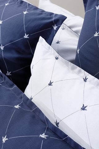 2 fundas de almohada de satén de algodón 80 hilos/cm² Canards Evy - Azul