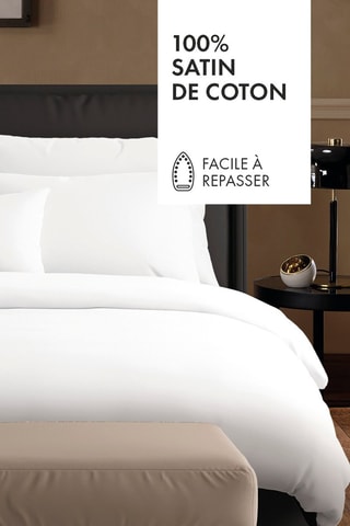2 fundas de almohada de satén de algodón 80 hilos/cm² Uni - Blanco - 50 x 70 cm