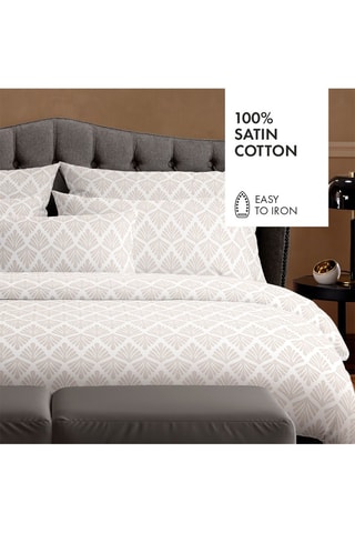2 fundas de almohada de satén de algodón 80 hilos/cm² Vibrance végétale - Blanco