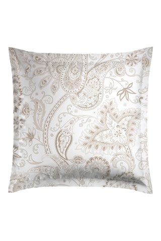 2 fundas de almohada de satén de algodón 80 hilos/cm² Paisley - Blanco y topo