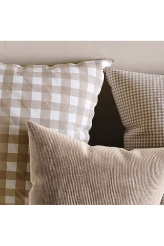 2 fundas de almohada Vichy de percal de algodón 74 hilos/cm² - Topo
