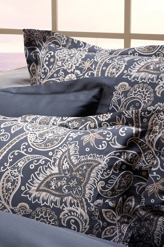 2 fundas de almohada de satén de algodón 120 hilos/cm² Paisley - Gris