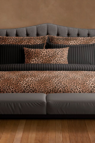 2 fundas de almohada de satén de algodón 80 hilos/cm² Élégance sauvage - Marrón y negro