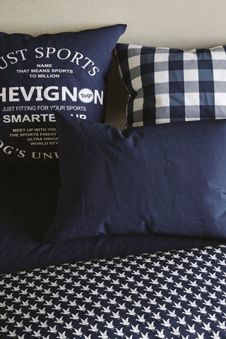 Funda de almohada de algodón lavado 57 hilos/cm² Just sport - Azul