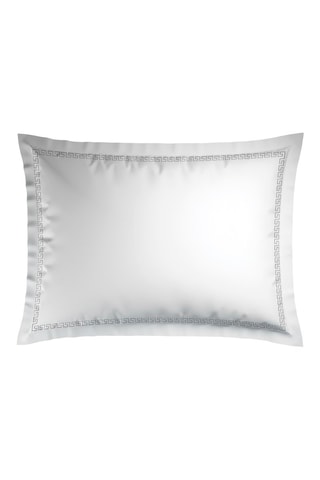 2 fundas de almohada de satén de algodón 80 hilos/cm² Maison royale - Blanco y gris oscuro