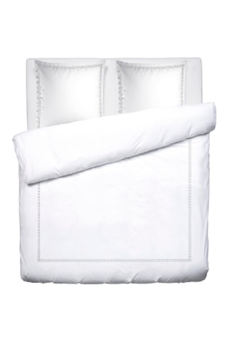 Juego de nórdico de satén de algodón 80 hilos/ cm² Maison royale - Gris y blanco