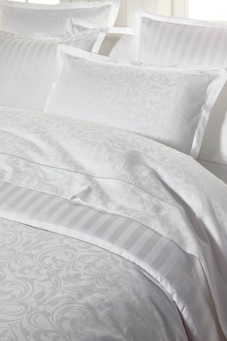 Juego de nórdico de satén de algodón tejido jacquard 120 hilos/cm² Victorian - Blanco