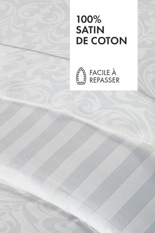 Juego de nórdico de satén de algodón tejido jacquard 120 hilos/cm² Victorian - Blanco