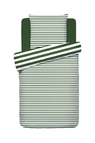 Juego de nórdico de satén de algodón 80 hilos/cm² Horizon - Verde y blanco