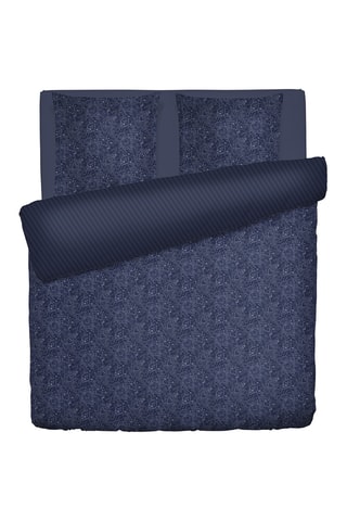 Juego de nórdico de satén de algodón Mystère Indigo - 80 hilos/cm² - Azul