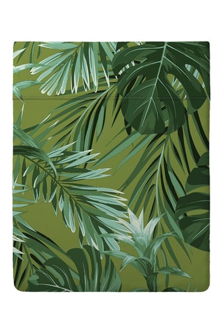 Sábana encimera de satén de algodón 80 hilos/cm² Uni Jungle - Verde