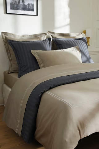 Sábana encimera de satén de algodón 80 hilos/cm² Bastia - Topo