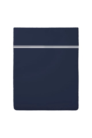 Sábana encimera de satén de algodón 80 hilos/cm² Saint-Tropez - Azul oscuro y blanco