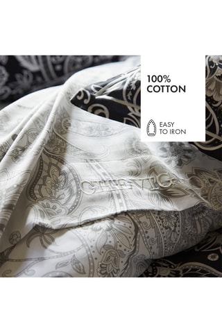 Sábana encimera de satén de algodón 80 hilos/cm² Paisley - Gris claro y blanco