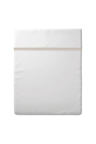 Sábana encimera de satén de algodón 80 hilos/cm² Saint-Tropez - Blanco y topo