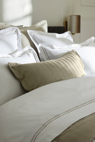Sábana encimera de satén de algodón 80 hilos/cm² Saint-Tropez - Blanco y topo