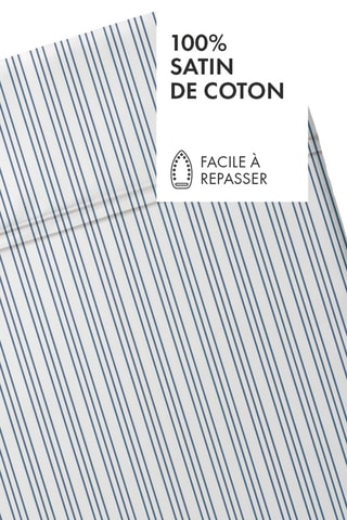 Sábana encimera de satén de algodón 80 hilos/cm² Jardin - Azul