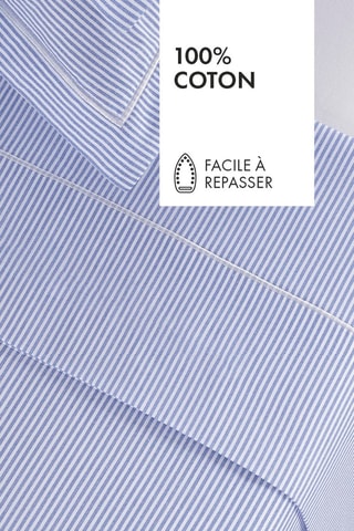 Sábana encimera de percal de algodón 80 hilos/cm² Lyon - Azul