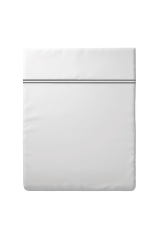 Sábana encimera de satén de algodón 80 hilos/cm² Saint-Tropez - Blanco y gris