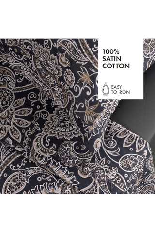 Juego de sábanas de satén de algodón 80 hilos/cm² Paisley - Gris oscuro y blanco