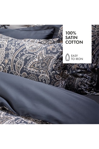 Juego de nórdico de satén de algodón 80 hilos/cm² Paisley - Gris oscuro y blanco