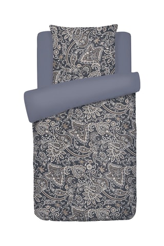 Juego de nórdico de satén de algodón 80 hilos/cm² Paisley - Gris oscuro y blanco