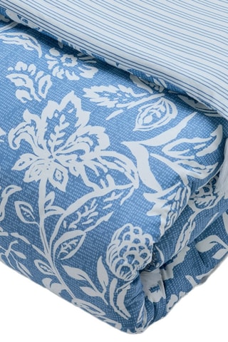 Nórdico reversible de satén de algodón Bleu jardin - Celeste y blanco