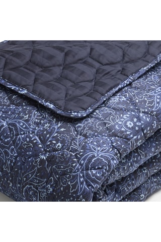 Colcha de satén de algodón Mystère Indigo - 80 hilos/cm² - Azul