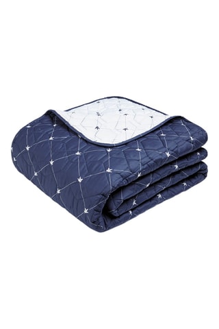 Colcha XL de satén de algodón Canards Evy - 
Azul