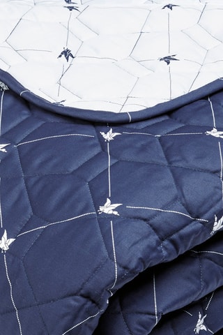 Colcha XL de satén de algodón Canards Evy - 
Azul