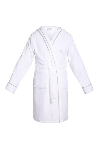 Albornoz de terciopelo con capucha James - Blanco