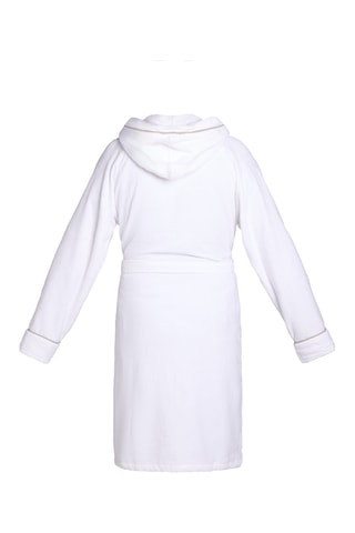 Albornoz de terciopelo con capucha James - Blanco
