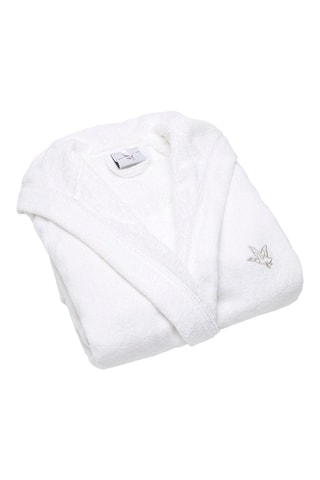 Albornoz de terciopelo con capucha James - Blanco