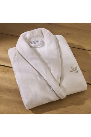 Albornoz de terciopelo con capucha James - Blanco