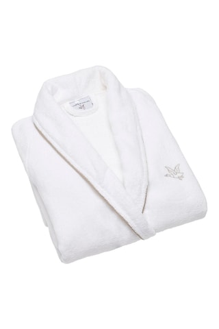 Albornoz de terciopelo con capucha James - Blanco