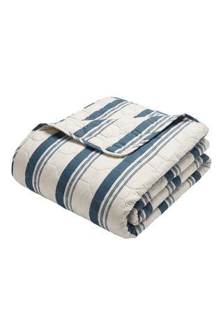 Colcha de satén de algodón 79 hilos/cm² Sira - Blanco y azul