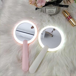 Espelho de bolso dobrável com luz LED