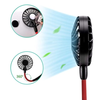 Mini dual ventilator diadeem nek met oplaadbare batterij.