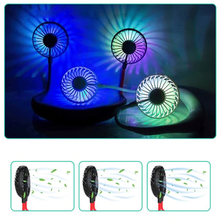 Mini dual ventilator diadeem nek met oplaadbare batterij.