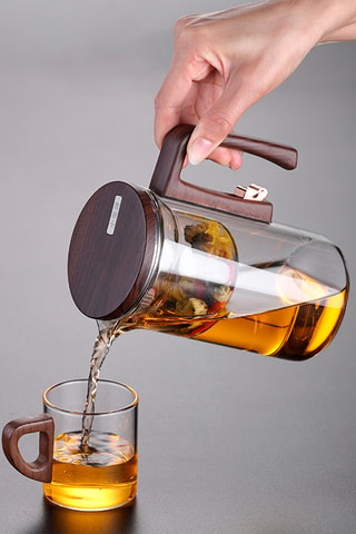 Theepot van borsilicaatglas en roestvrij staal- 52 cl