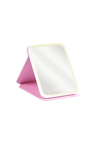 Espelho de maquilhagem LED - Branco e rosa