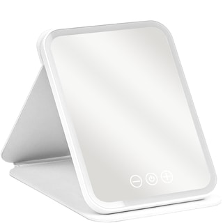 Espelho compacto dobrável com luz LED - Branco