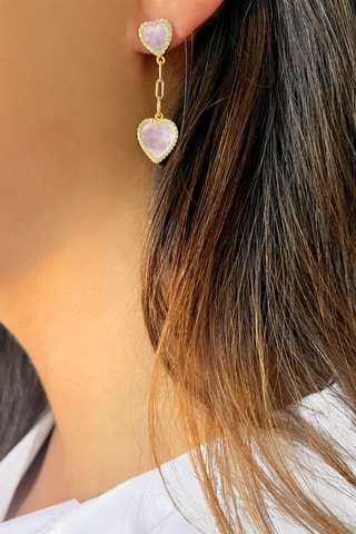 Pendientes - Plata chapada en oro amarillo y nácar