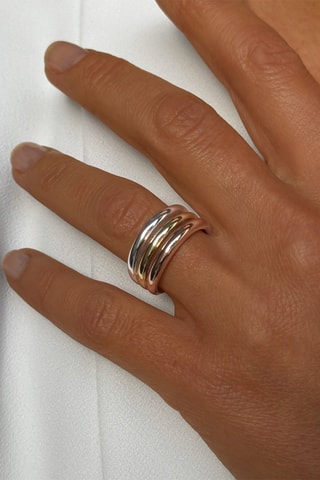 Anillo - Plata chapada en oro amarillo, rosa y blanco