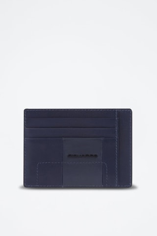 Portacarte in pelle - Blu