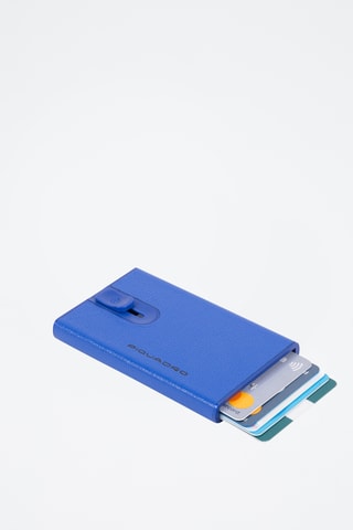 Portacarte in pelle - Blu
