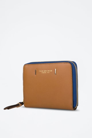 Portafoglio in pelle Chiara - Blu, marrone e dorato