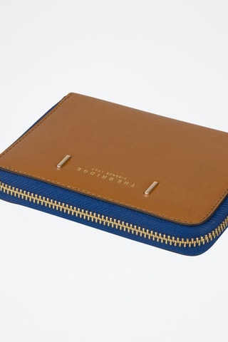 Portafoglio in pelle Chiara - Blu, marrone e dorato