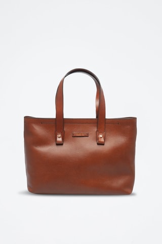 Shopping bag in pelle e pelle di vitello Marrone - Marrone
